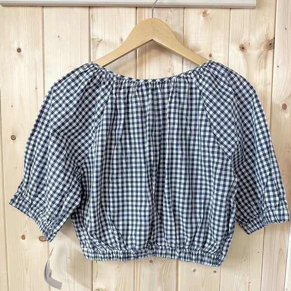 Gingham Floral Embroidered Women's Top - Picture 3 of 3